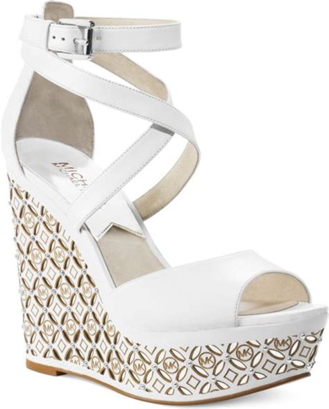 michael kors ellen leather wedge optic white|Michael Kors .